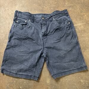 prAna Mens Bronson Shorts Stretch Canvas 38 Blue Organic Cotton Hike 9" Inseam